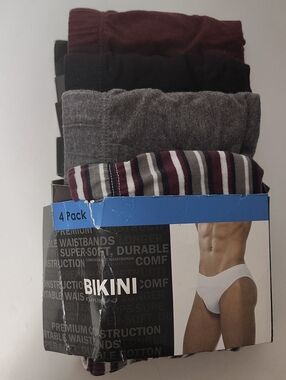 Vtg Men's Bikini Underwear By Kmart Assorted Colors - 4 Pack - Size L